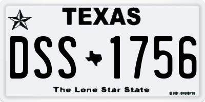 TX license plate DSS1756