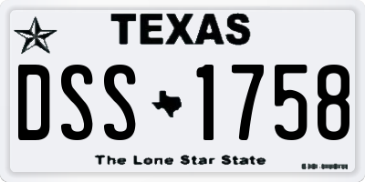 TX license plate DSS1758