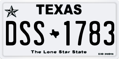 TX license plate DSS1783