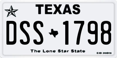 TX license plate DSS1798