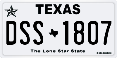 TX license plate DSS1807