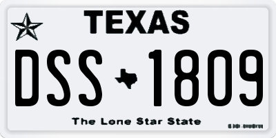 TX license plate DSS1809