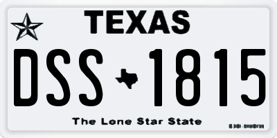 TX license plate DSS1815
