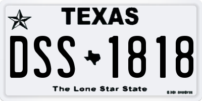 TX license plate DSS1818