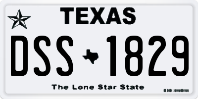 TX license plate DSS1829
