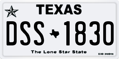 TX license plate DSS1830