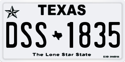 TX license plate DSS1835