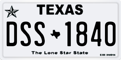 TX license plate DSS1840