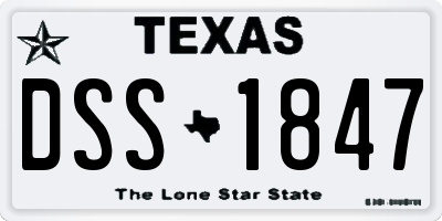 TX license plate DSS1847