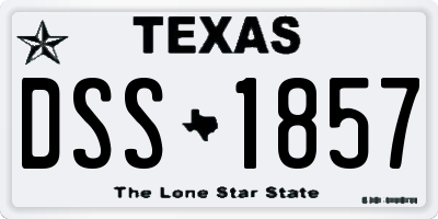 TX license plate DSS1857
