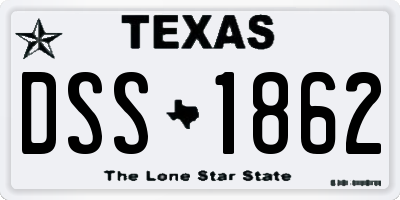 TX license plate DSS1862