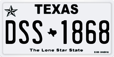 TX license plate DSS1868