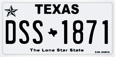 TX license plate DSS1871