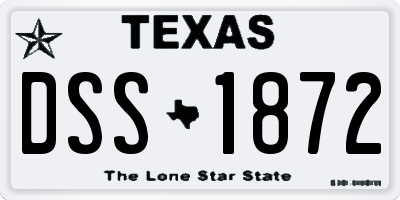 TX license plate DSS1872