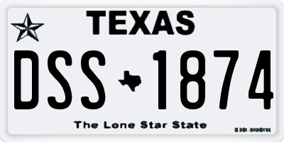 TX license plate DSS1874