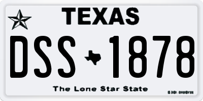 TX license plate DSS1878