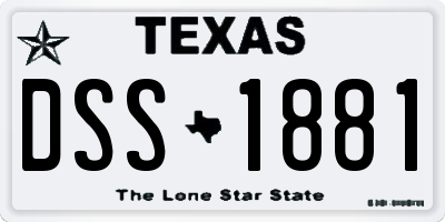 TX license plate DSS1881