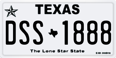 TX license plate DSS1888