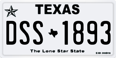 TX license plate DSS1893