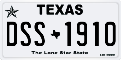 TX license plate DSS1910