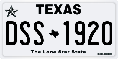 TX license plate DSS1920