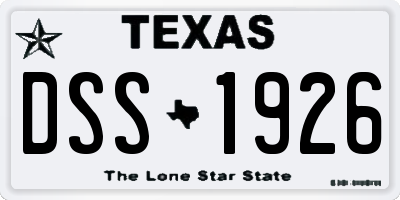 TX license plate DSS1926
