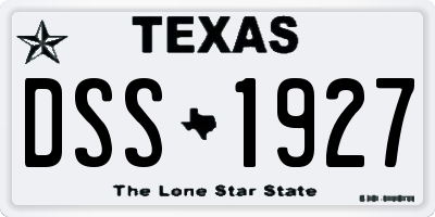 TX license plate DSS1927