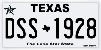 TX license plate DSS1928