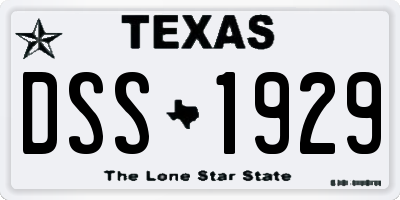 TX license plate DSS1929