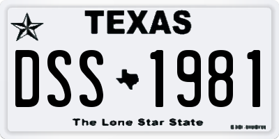TX license plate DSS1981
