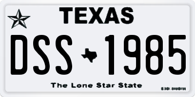 TX license plate DSS1985
