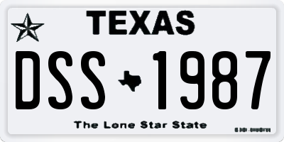 TX license plate DSS1987