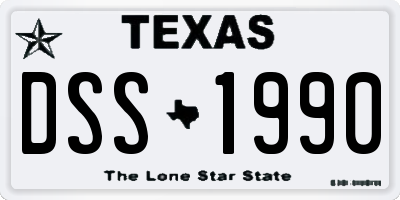 TX license plate DSS1990