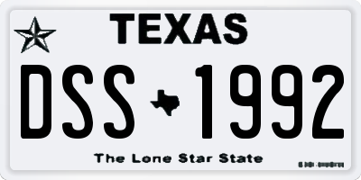 TX license plate DSS1992