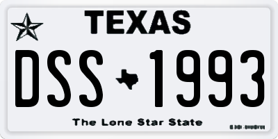 TX license plate DSS1993