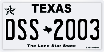 TX license plate DSS2003