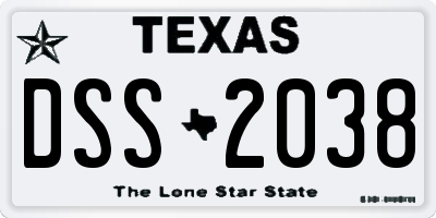 TX license plate DSS2038