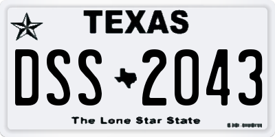 TX license plate DSS2043