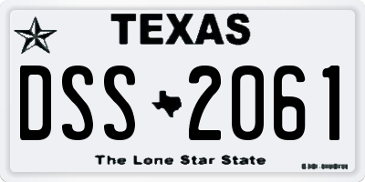 TX license plate DSS2061