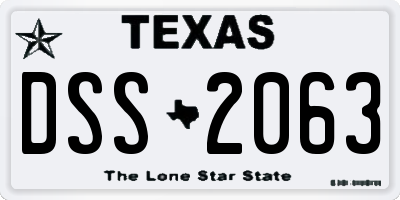 TX license plate DSS2063