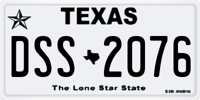 TX license plate DSS2076