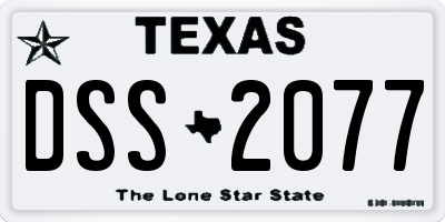 TX license plate DSS2077