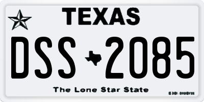 TX license plate DSS2085