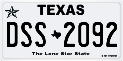 TX license plate DSS2092