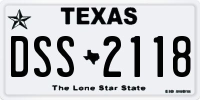 TX license plate DSS2118
