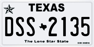 TX license plate DSS2135