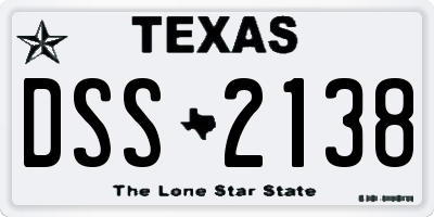 TX license plate DSS2138