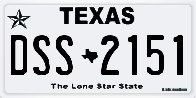 TX license plate DSS2151