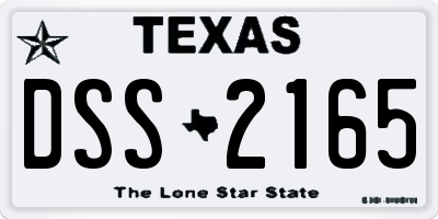 TX license plate DSS2165