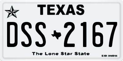 TX license plate DSS2167
